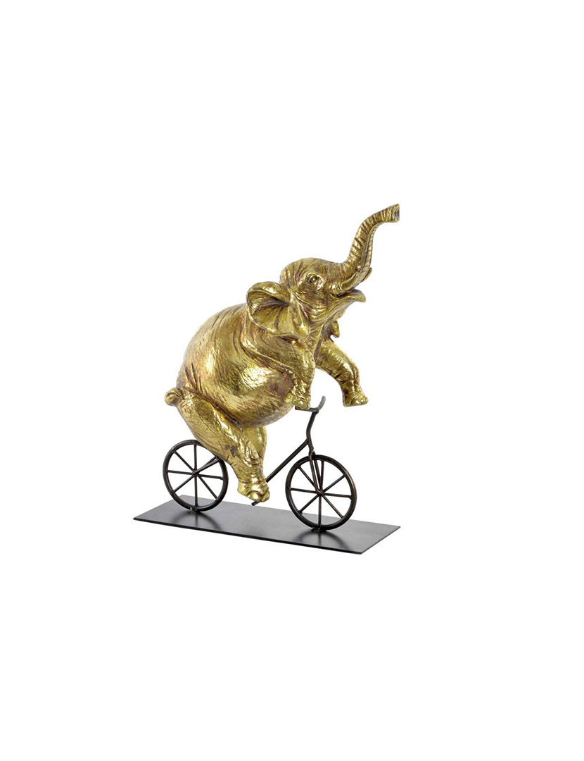 Figura Resina Metal Elefante Dourado