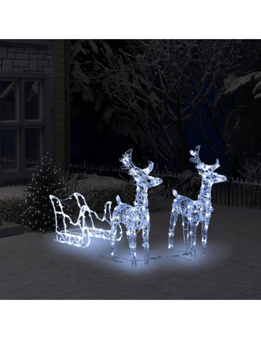 Decoração de Natal Renas/Trenó 240 Luzes Led 130 cm Acrílico