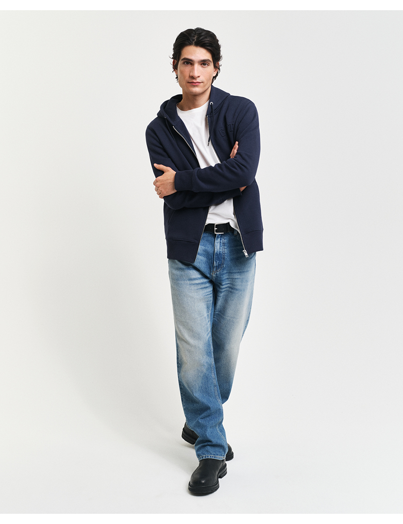 Sweatshirt zip Embossed Azul