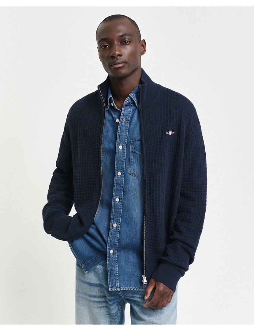 Cardigan com zip Azul