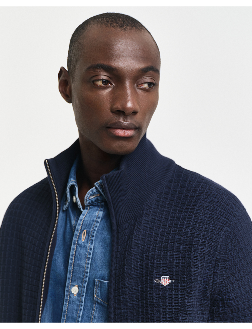 Cardigan com zip Azul