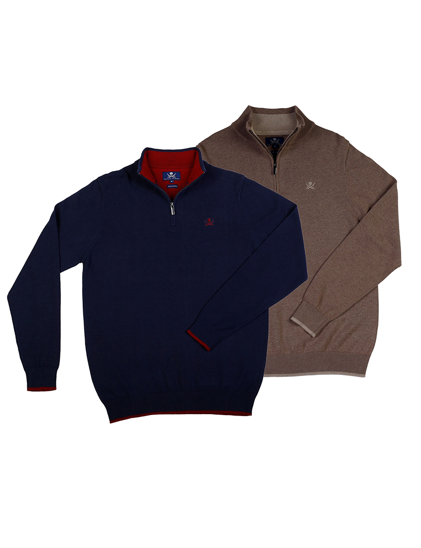 Pack 2 Pullovers Homem Castanho e Azul