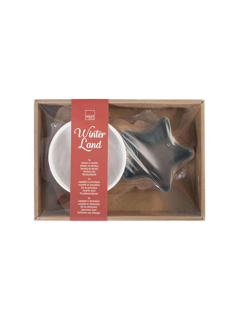 Conjunto Bandeja e 2 xícaras Natal 15x22cm