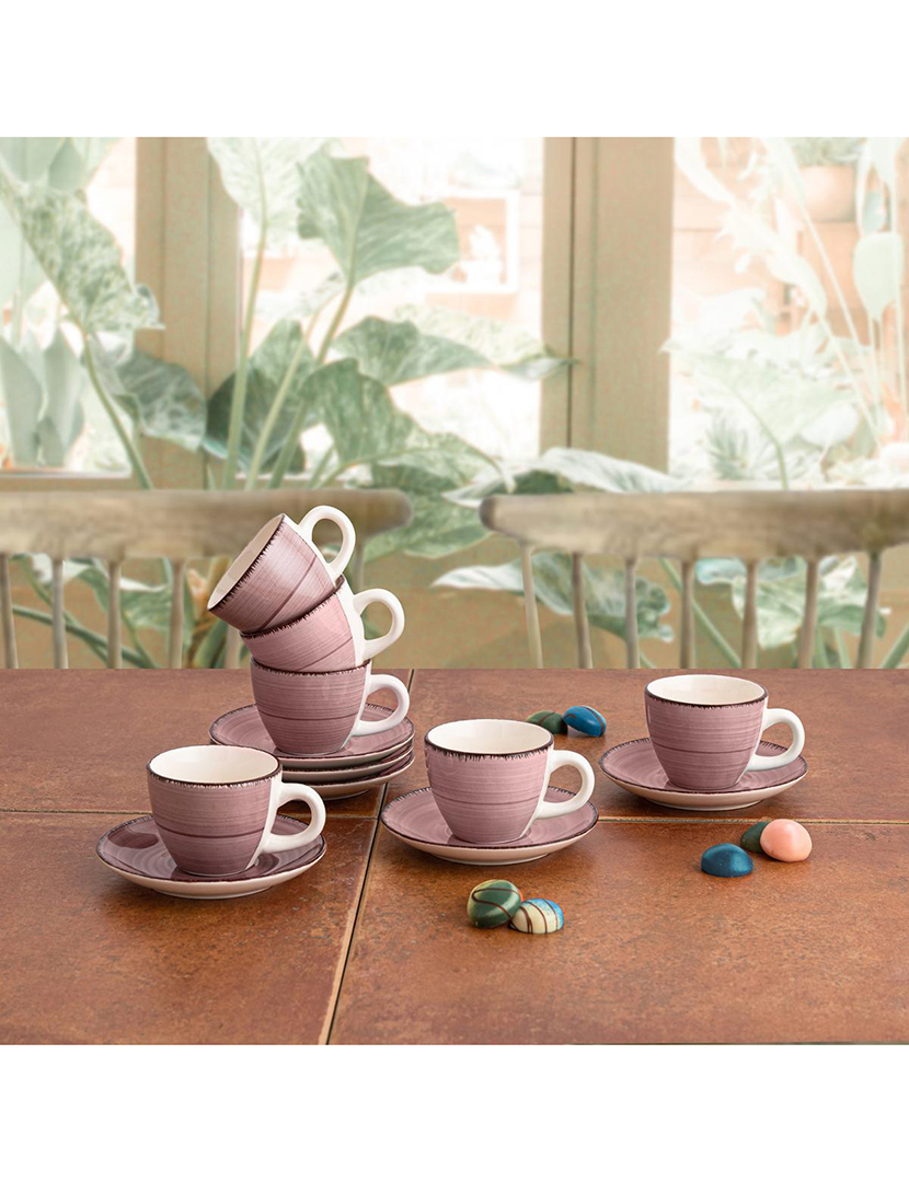 Conjunto 6 Xícaras com Pires Cerâmica 9cl Vita Morning