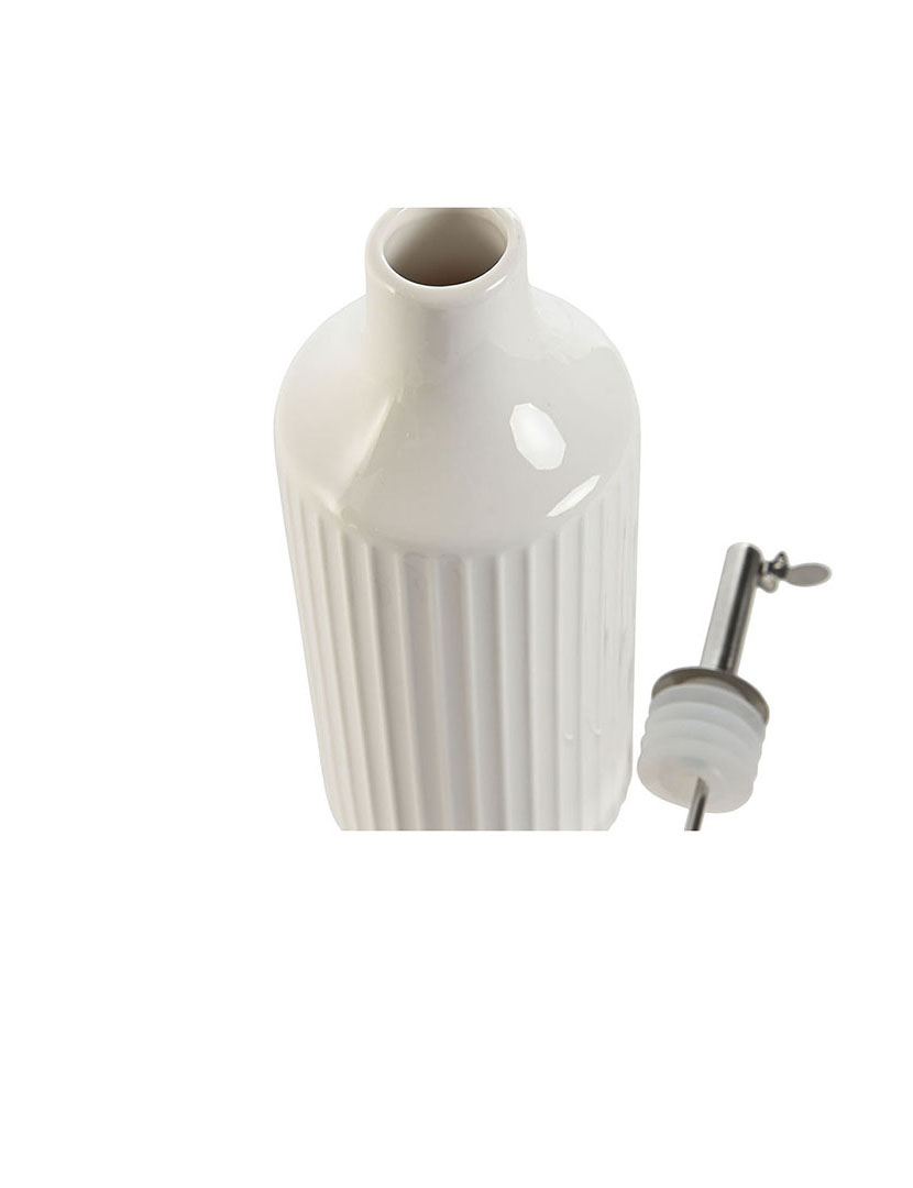 Garrafa de Óleo de Porcelana Inox 7x7x22 350ml Branco