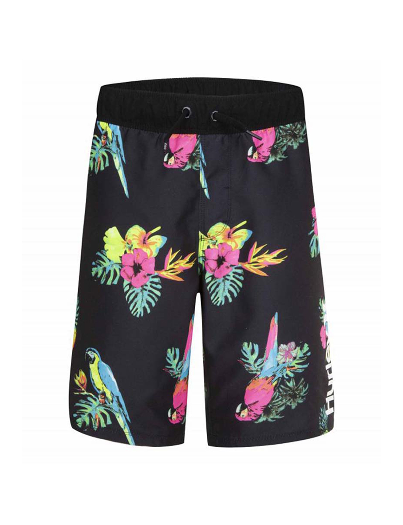 Calções Banho Rapaz Floral Preto com Padrão