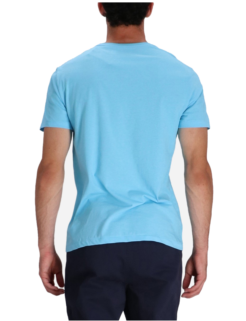 T-Shirt Slim Fit Azul Celeste Logotipo Branco