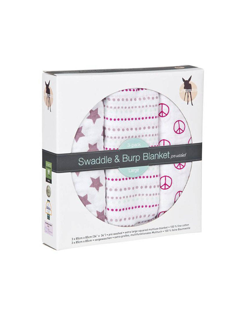 Musselina de Algodão Orgânico 85X85 Multicor (Pacote 3 Unidades)