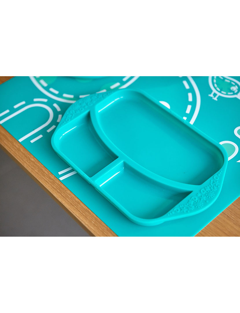 Prato c/ Divisória em Silicone Elefante Verde