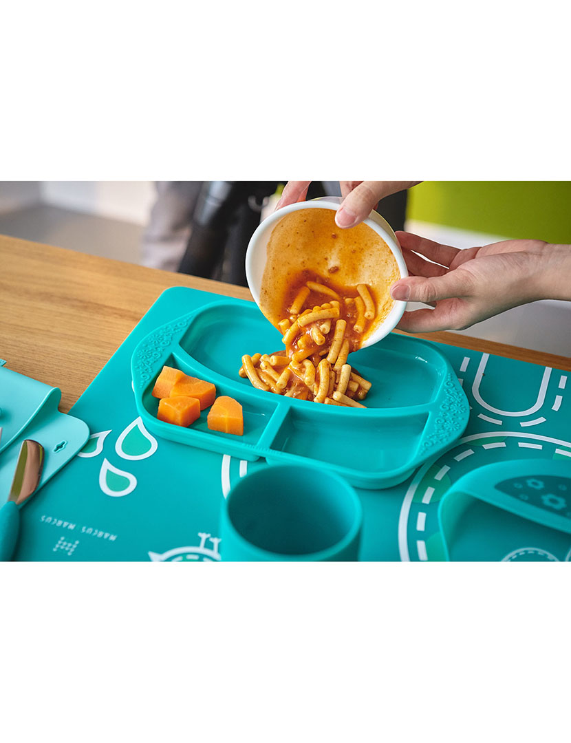 Prato c/ Divisória em Silicone Elefante Verde