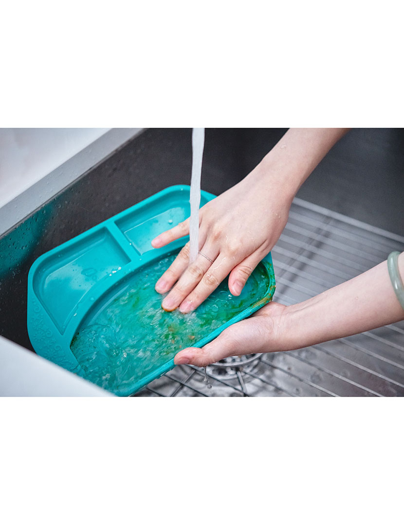 Prato c/ Divisória em Silicone Elefante Verde