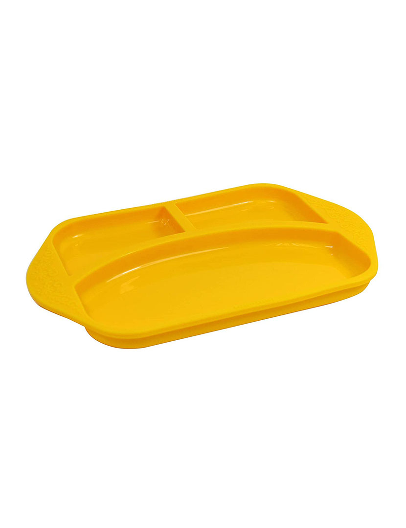 Prato c/ Divisória em Silicone Girafa Amarelo