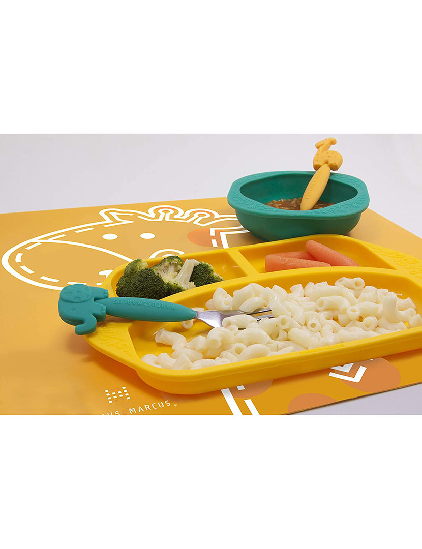 Prato c/ Divisória em Silicone Girafa Amarelo