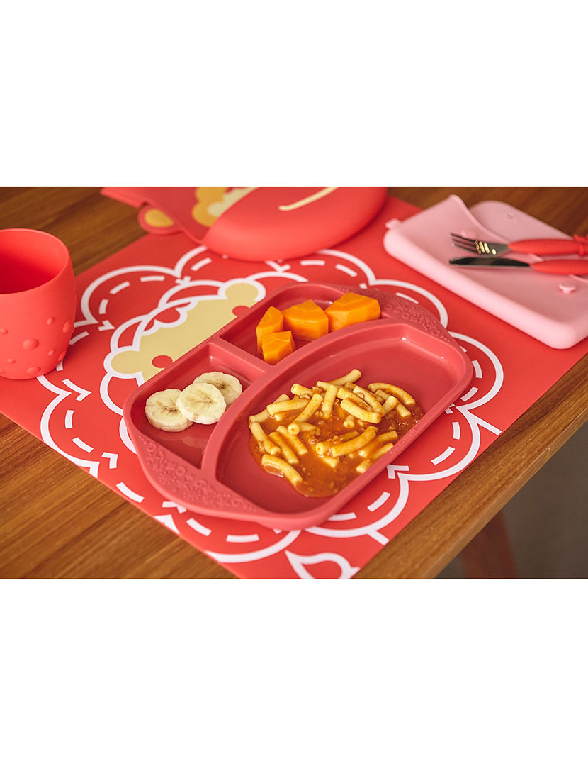 Prato c/ Divisória em Silicone Leão Vermelho