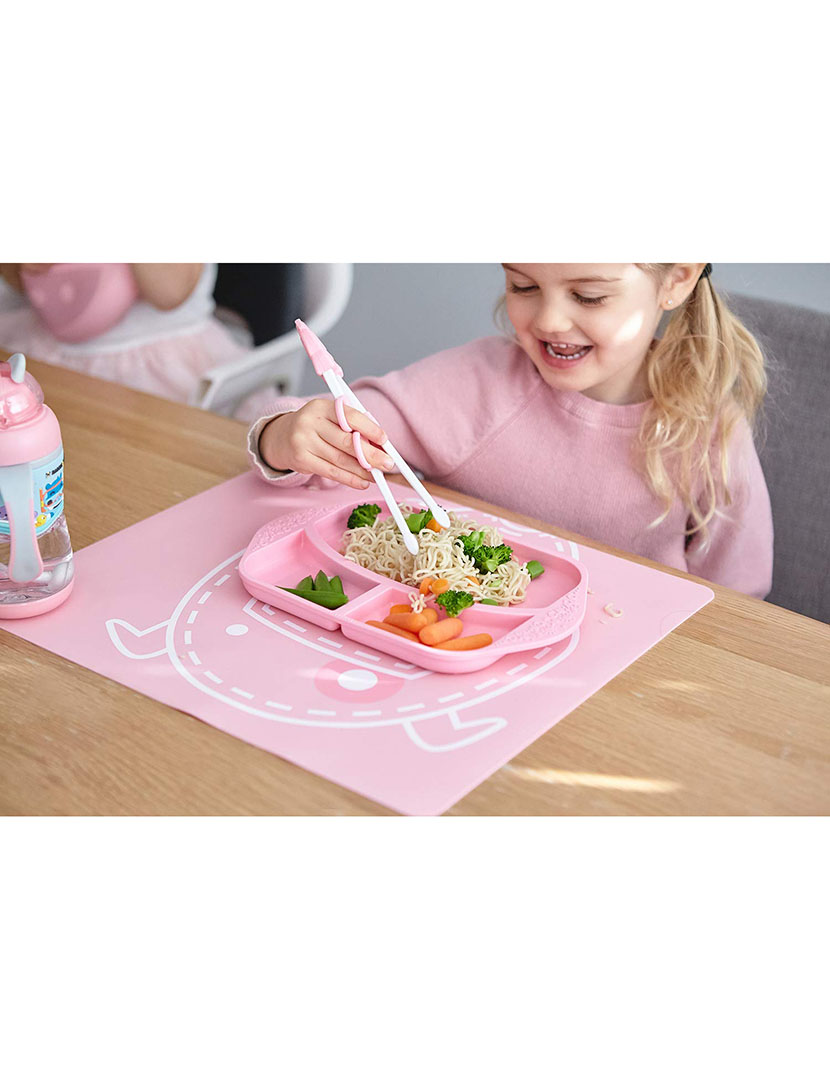 Prato c/ Divisória em Silicone Porquinho Rosa