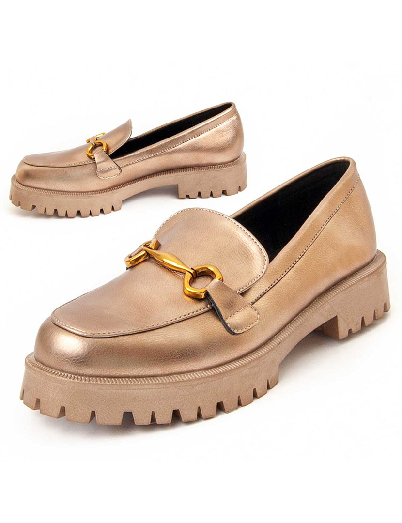 Mocassins de Plataforma Senhora Dourado