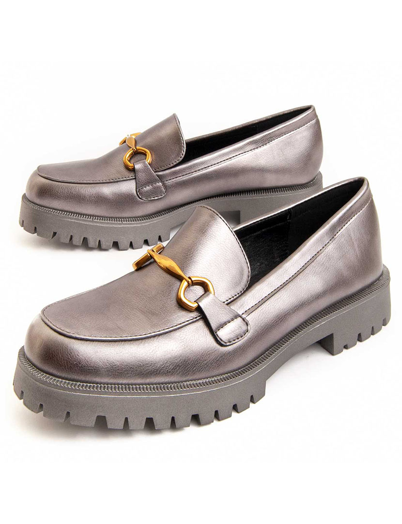 Mocassins de Plataforma Senhora Cinzento