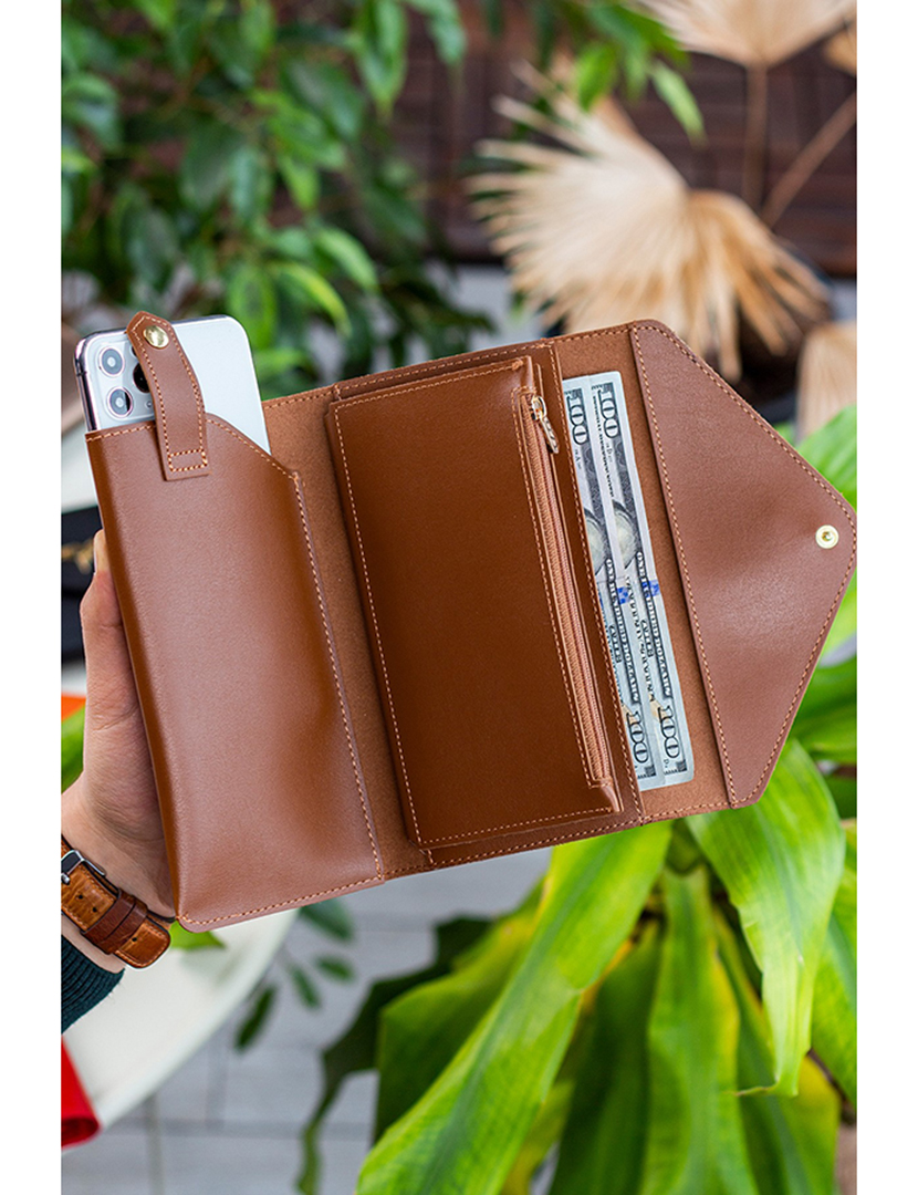 Carteira Senhora Envelope Castanho