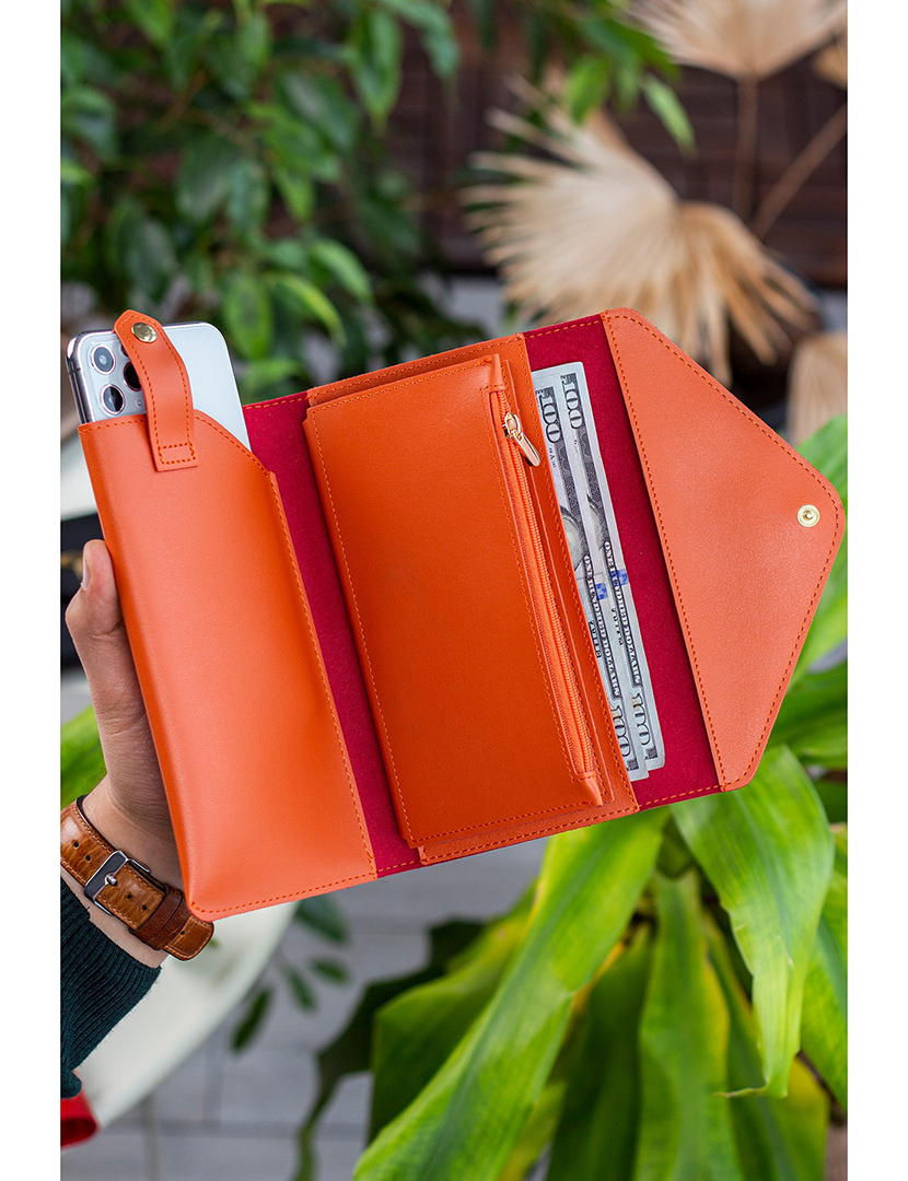 Carteira Senhora Envelope Laranja