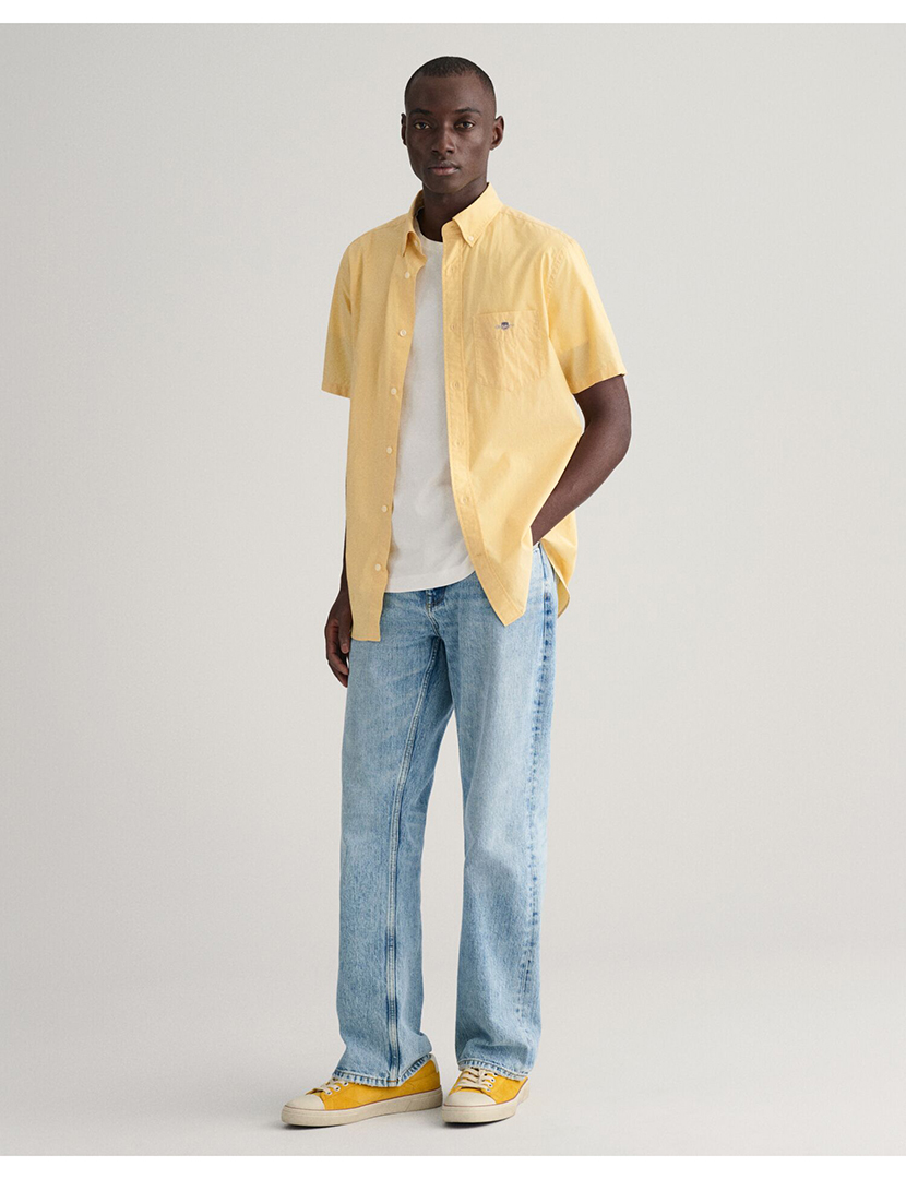 Camisa Homem Manga Curta Classic Poplin Amarelo