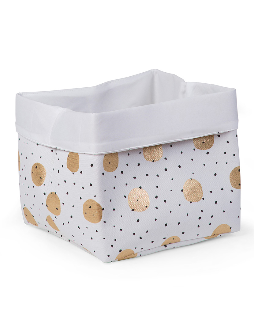 Cesta Branco/Pontos Dourados