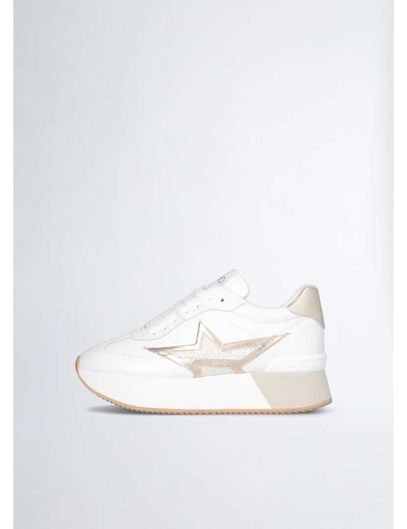 Ténis Senhora Branco e Dourado