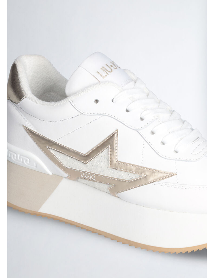 Ténis Senhora Branco e Dourado