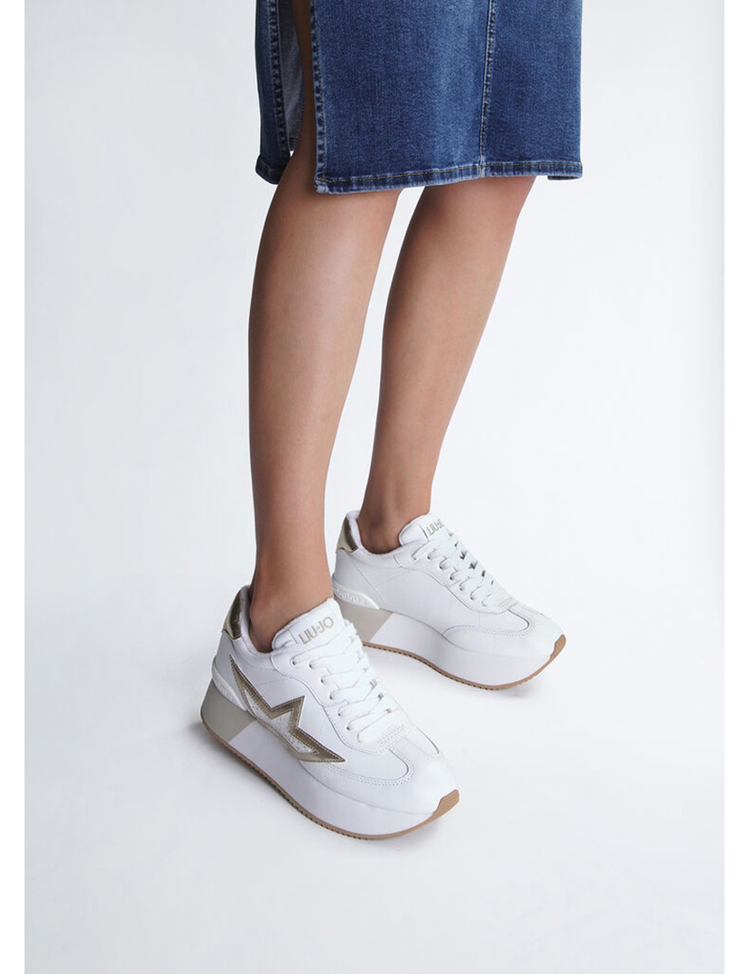 Ténis Senhora Branco e Dourado