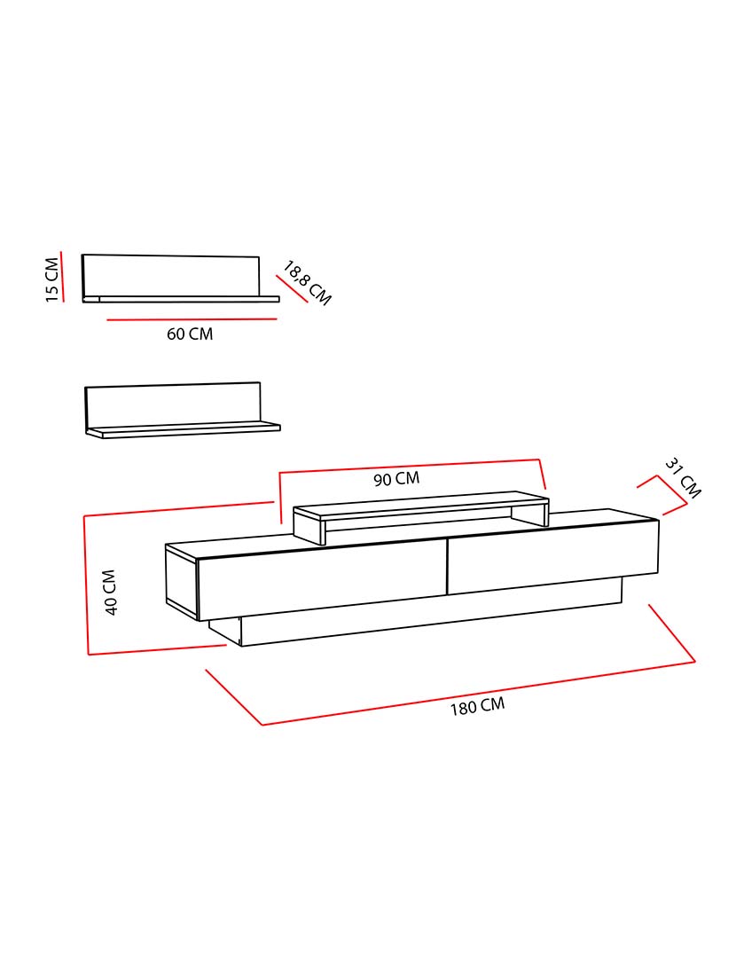 Combinação Móvel TV Lusi Branco Cordoba