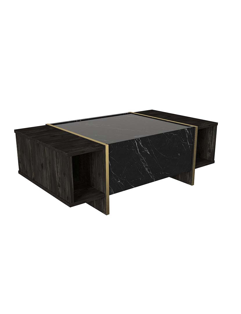 Mesa Centro Veyron Preto/Dourado