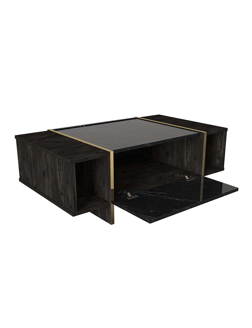 Mesa Centro Veyron Preto/Dourado