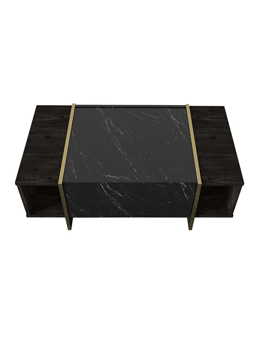 Mesa Centro Veyron Preto/Dourado