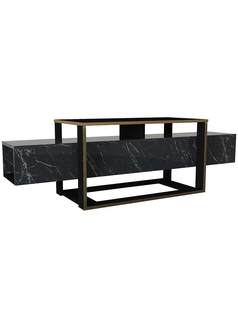 Móvel TV Bianco Preto/Dourado