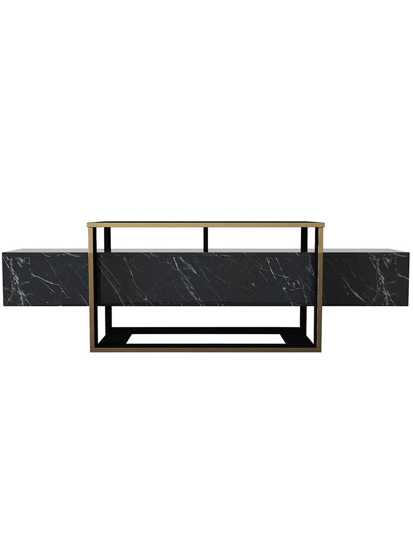 Móvel TV Bianco Preto/Dourado