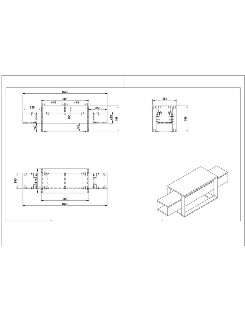 Móvel TV Bianco Preto/Dourado