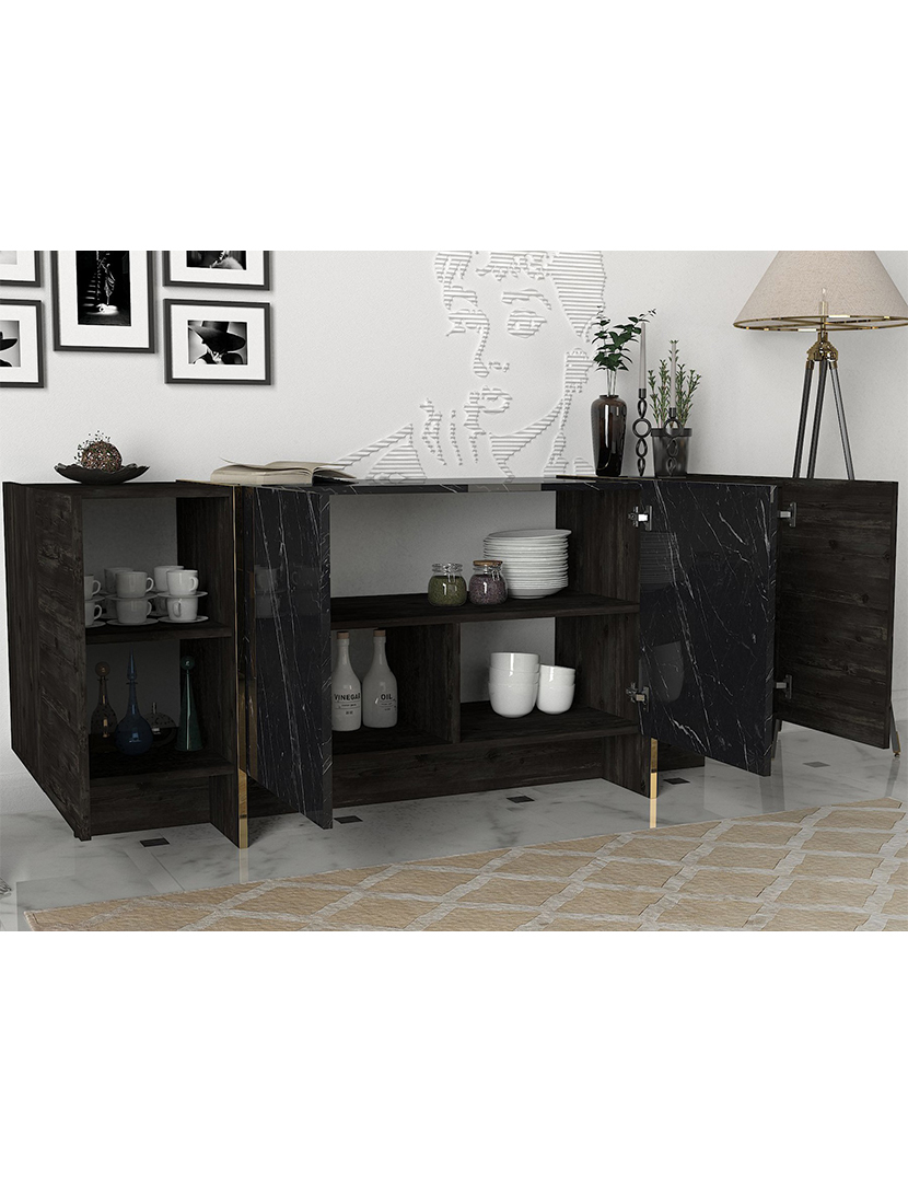 Aparador Veyron Preto/Dourado