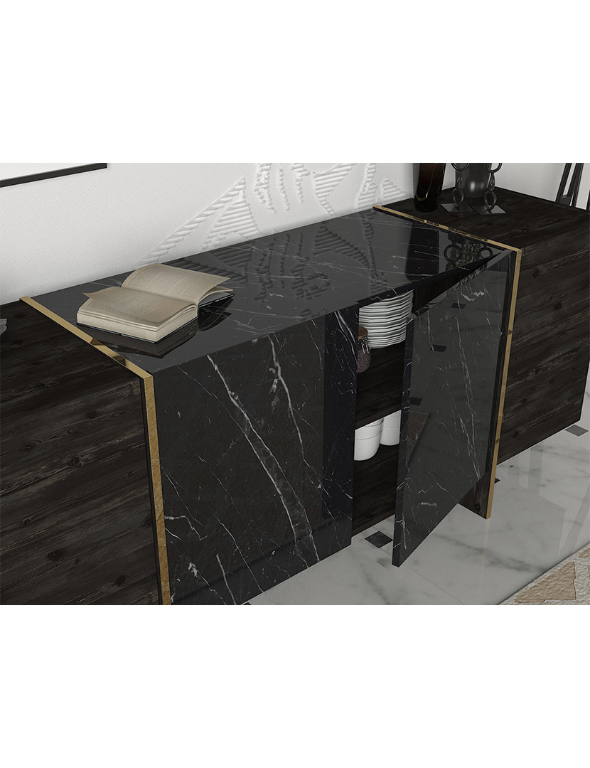 Aparador Veyron Preto/Dourado