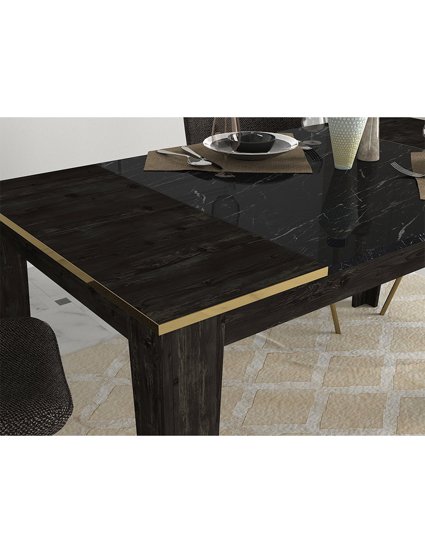 Mesa Jantar Veyron Preto/Dourado