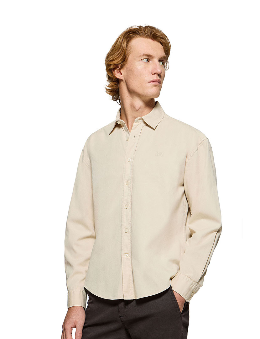 Camisa Block Pc Loose Twill Bege