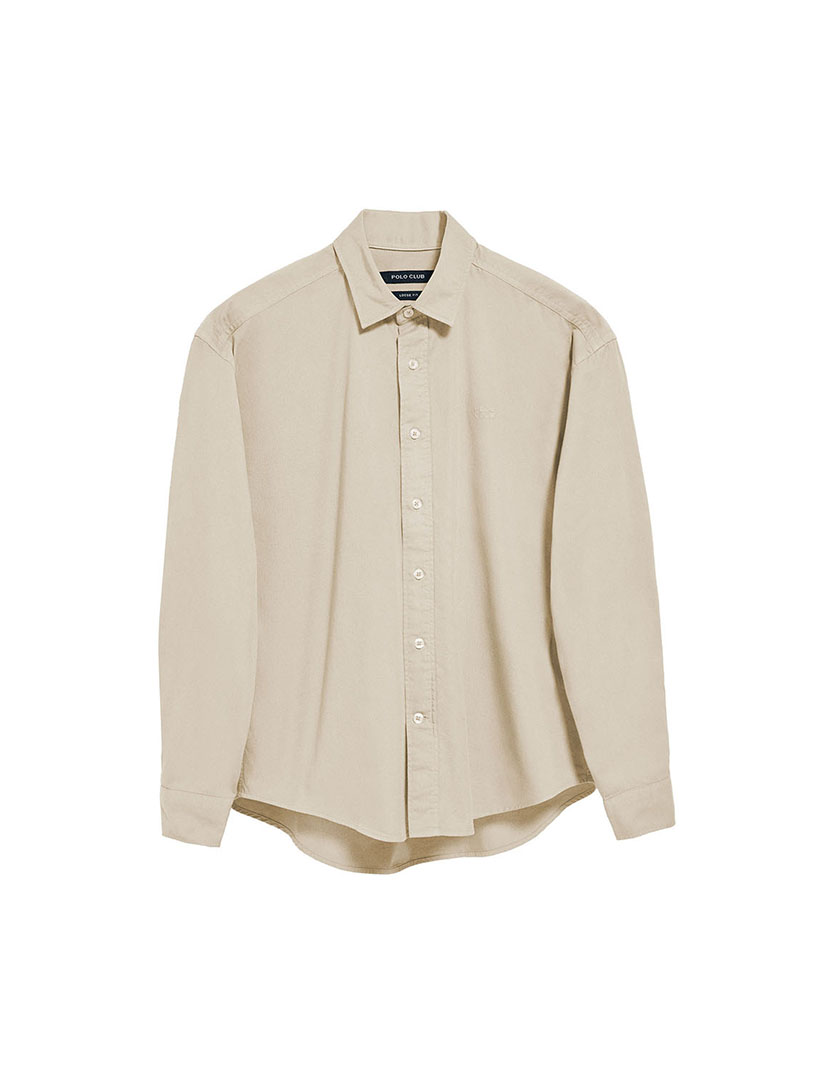 Camisa Block Pc Loose Twill Bege