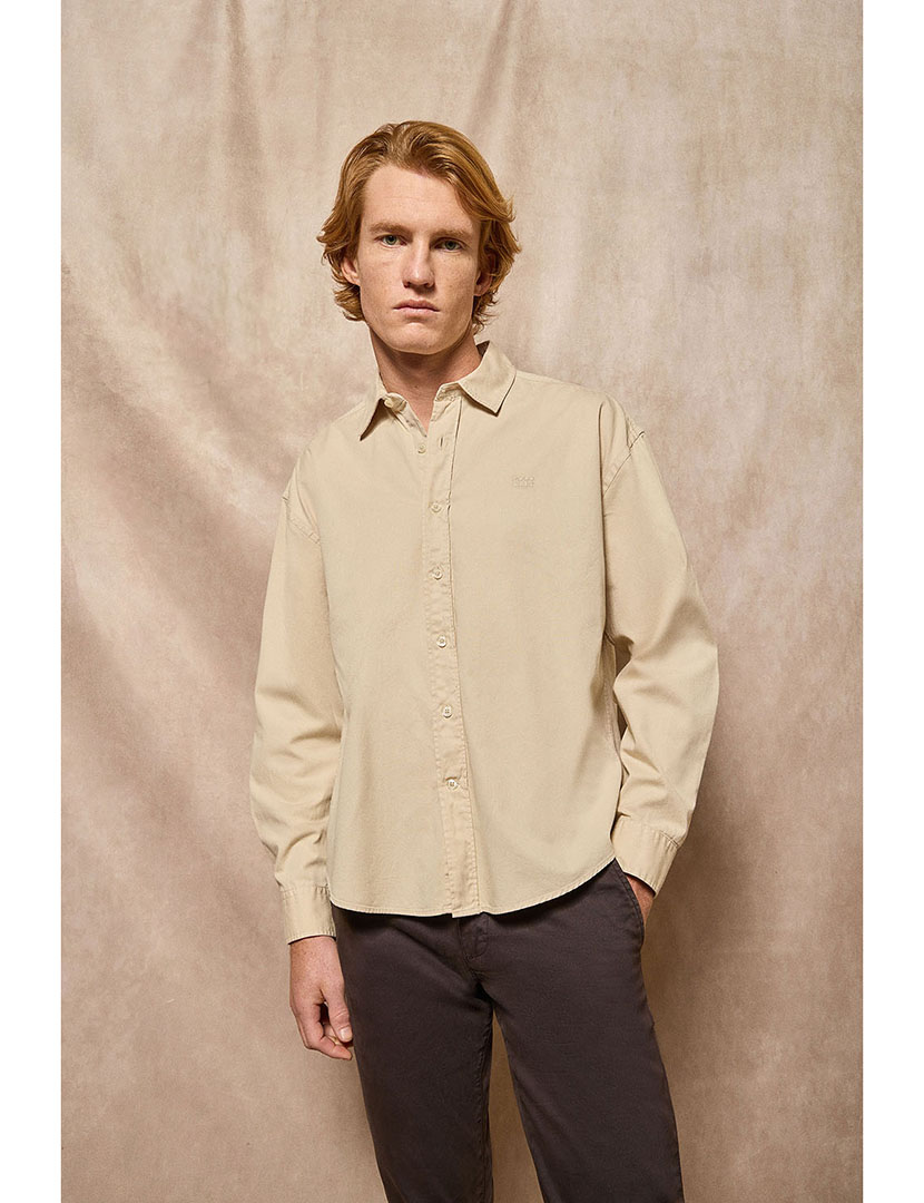 Camisa Block Pc Loose Twill Bege