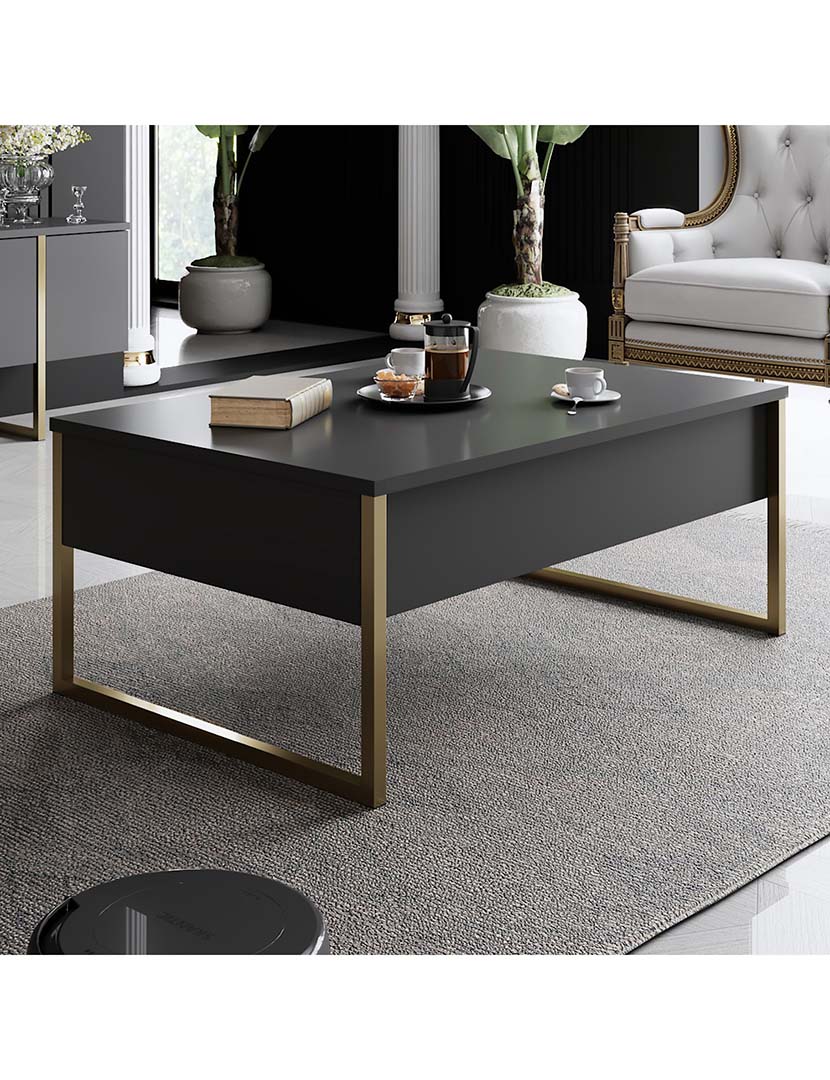 Mesa Centro Luxe Antracite/Dourado