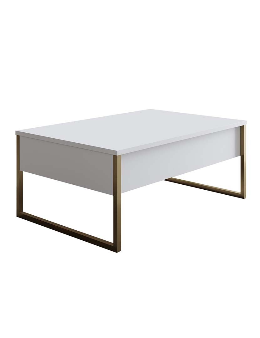 Mesa Centro Luxe Branco Dourado