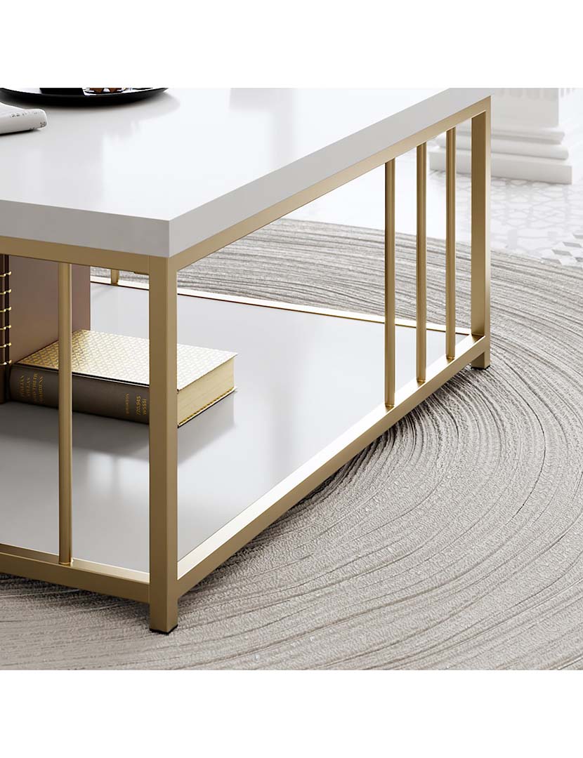 Mesa Centro Zenn Branco/Dourado