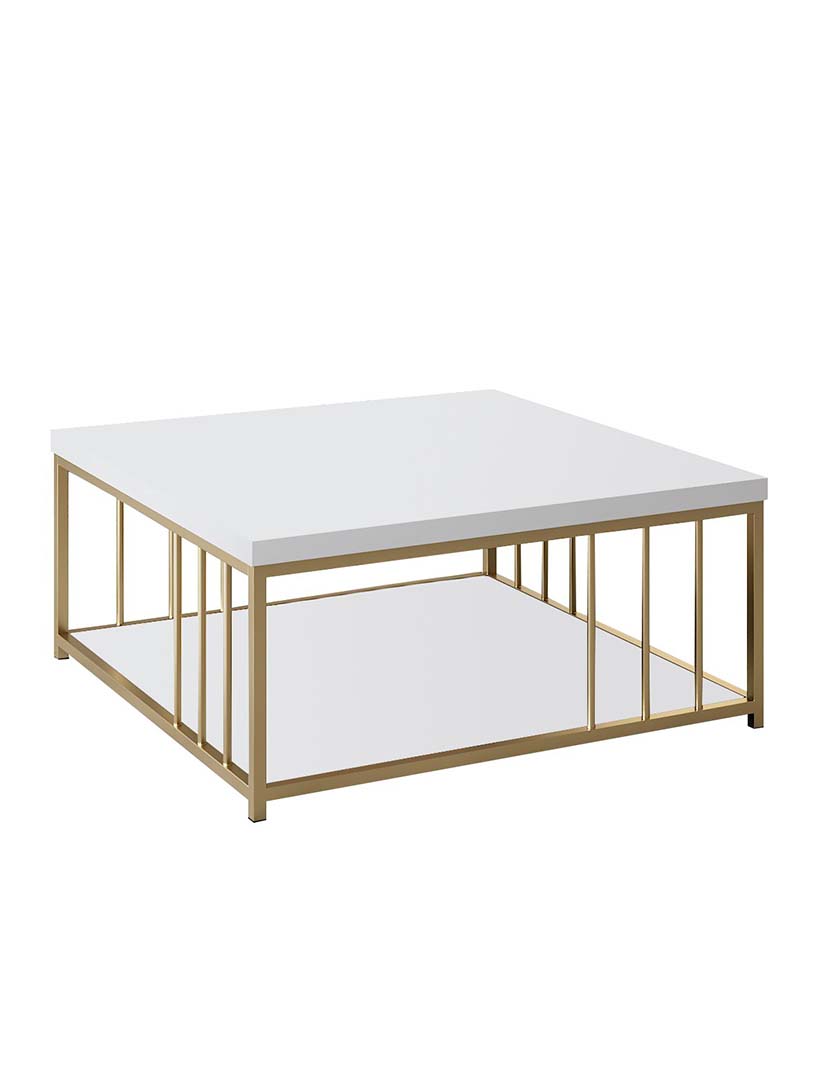 Mesa Centro Zenn Branco/Dourado