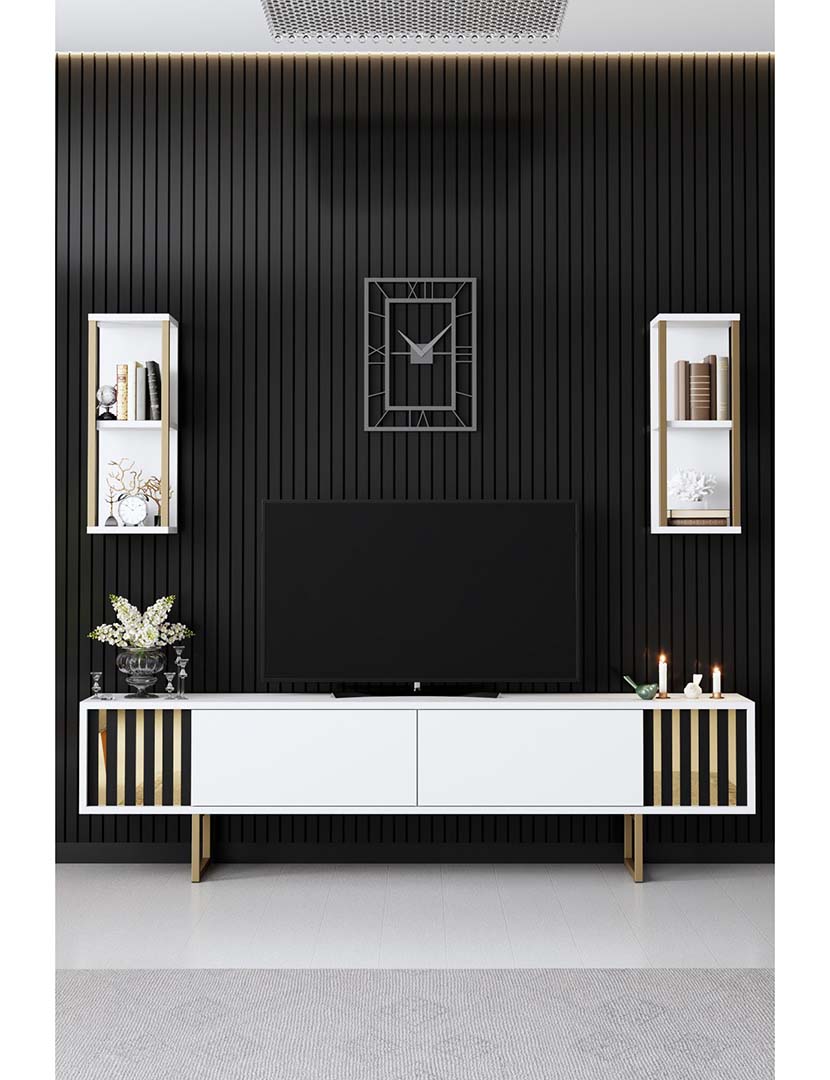 Combinação Móvel TV Line Branco/Preto