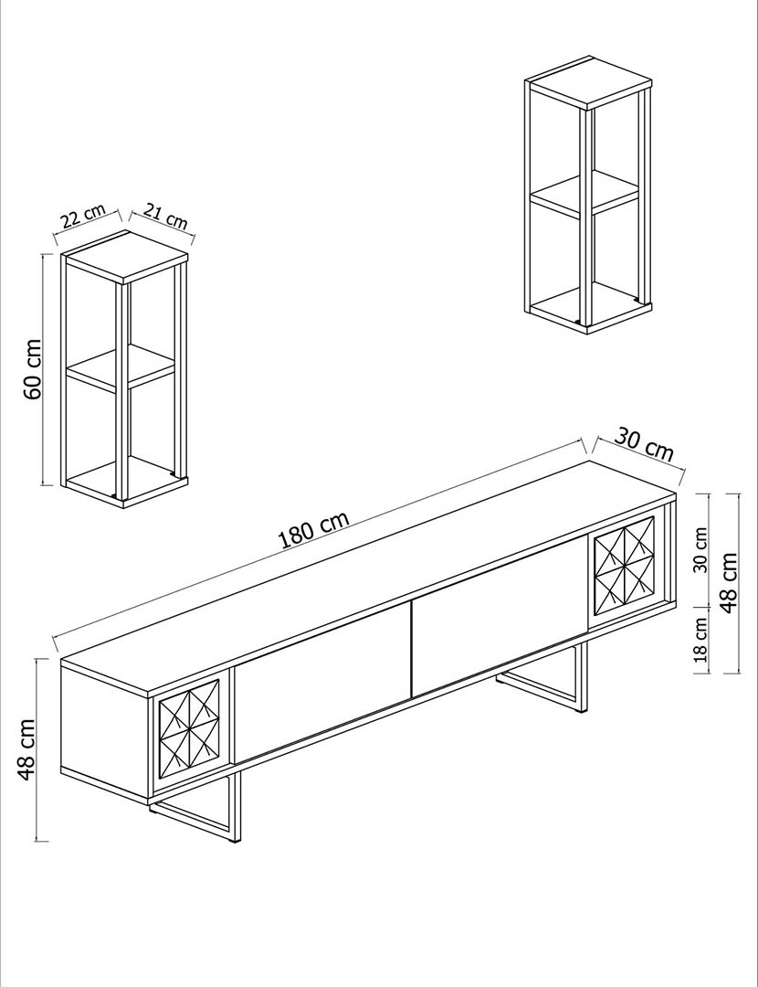 Combinação Móvel TV Line Branco/Preto