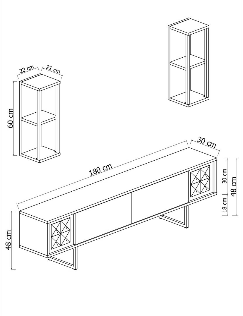 Conjunto Sala Estar Line Branco/Dourado
