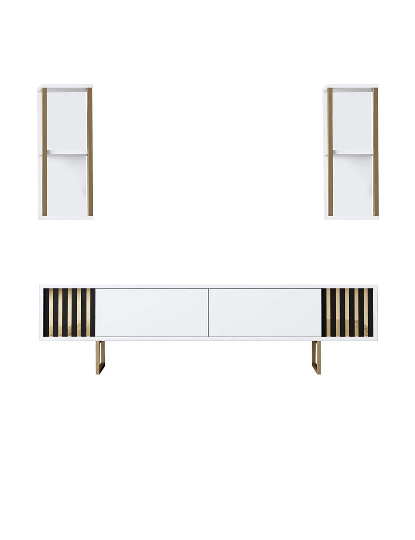 Conjunto Sala Estar Line Branco/Dourado