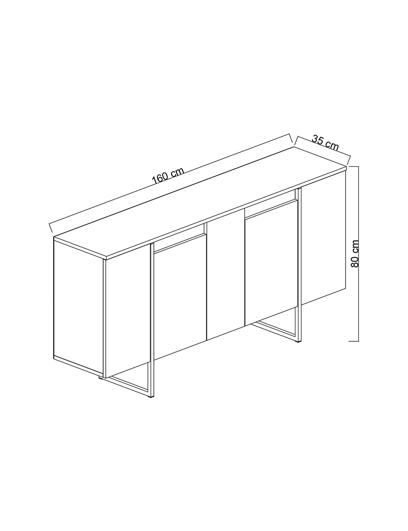 Aparador Luxe Antracite/Preto